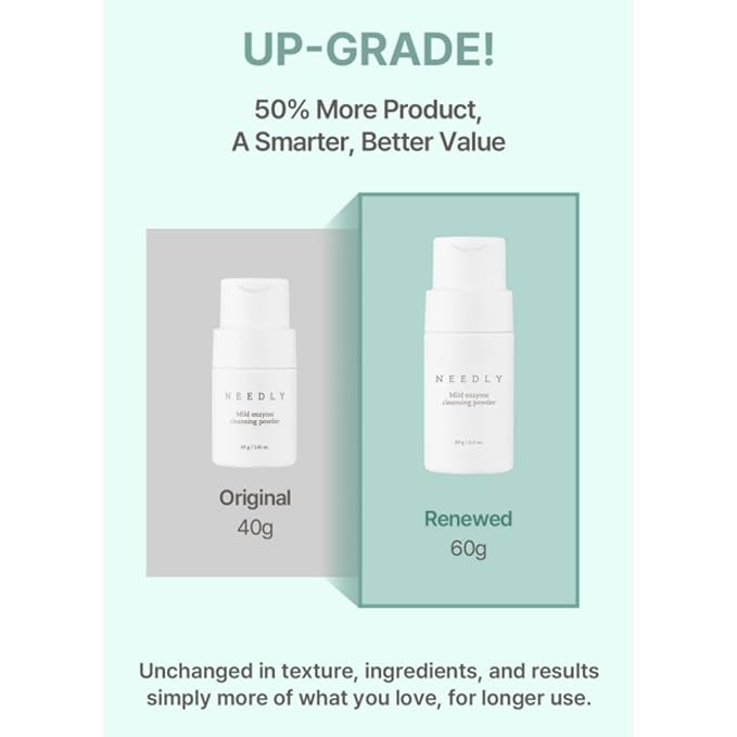 NEEDLY Mild Enzyme Cleansing Powder (2.11oz.) | Gentle Exfoliation Cleanser, Powder to Foam, Creamy Foam Ritual, Cleanse and Exfoliate in One Effortless Step