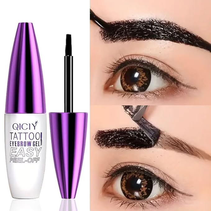 Black & Brown Easy Tatoo Eyebrow Gel Peel off - Semi-Permanent Tattoo Eyebrow Tint Kit Waterproof Long - Eyebrow Mascara Volume and Length