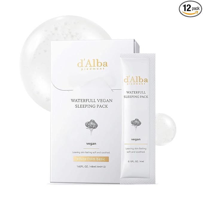 d'alba Piedmont Italian White Truffle Waterfull Vegan Sleeping Pack, Non Wash-off Overnight Face Mask, Portable Gel-type for moisture retention, Safe for sensitive skin, Korean Skin Care