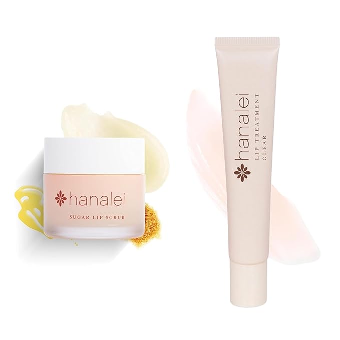 Hanalei Lip Care Products Set Duo – Sugar Lip Scrub & Kukui Oil Lip Treatment for Dry, Cracked, Chapped Lips – Exfoliate, Hydrate & Moisturize for Soft, Smooth Lips – Natural and Cruelty-free