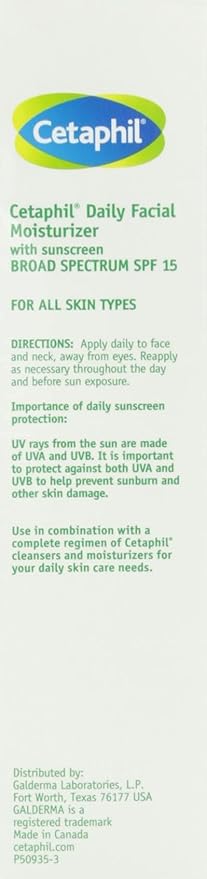 Cetaphil Daily Facial Moisturizer SPF 15, 4 Fl Oz, Gentle Facial Moisturizer for Dry to Normal Skin Types, No Added Fragrance, (Packaging May Vary)(Pack of 4)