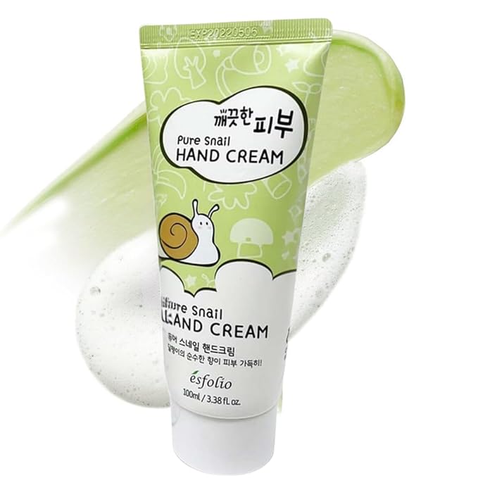 esfolio Pure Skin Snail Hand Cream – Deep Moisturizing & Restoring Hand Lotion with Snail Mucin, Hydrating & Nourishing for Dry Skin – Non-Greasy, Fast Absorbing (3.38 OZ/100ML)