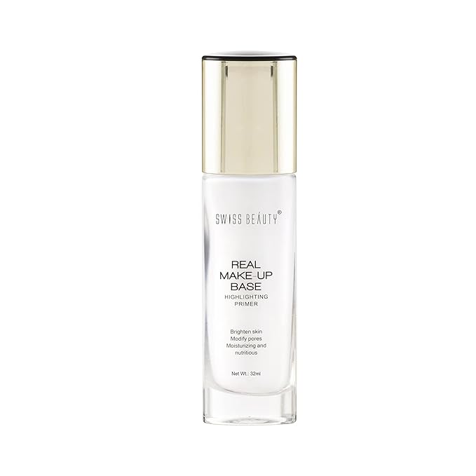 Swiss Beauty Real Makeup Base Highlighting Primer| Skin-Hydrating Poreless Primer With Natural Glow Finish For Face Makeup |Shade - 03 Pink Tint, 32Ml