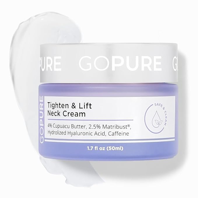 goPure Tighten & Lift Neck & Chest Moisturizer Cream for Visibly Firming, Tightening and Lifting the Look of Wrinkles & Crepey Skin, 1.7oz - Pack of 2