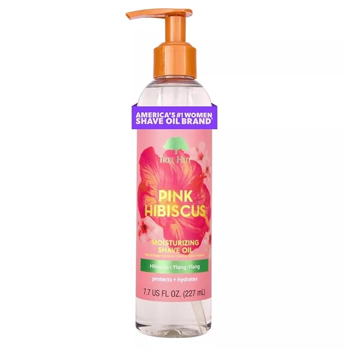 Tree Hut Pink Hibiscus Moisturizing Shave Oil, Gel-to-Oil Formula, Ultra Hydrating Barrier for a Close, Smooth Shave, For All Skin Types, 7.7 fl oz