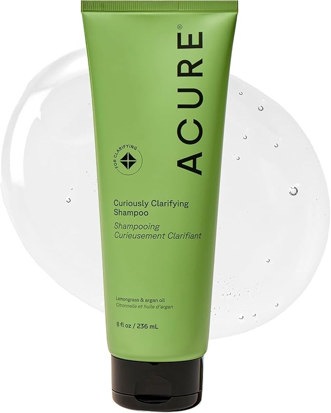 Acure Curiously Clarifying Shampoo - Cleansing & Clarifying Shampoo for Women & Men, Scalp Detox for Product Buildup, Deep Clean for Oily Hair, Detoxify, Remove Build Up, Sulfate Free, Vegan - 8 fl oz