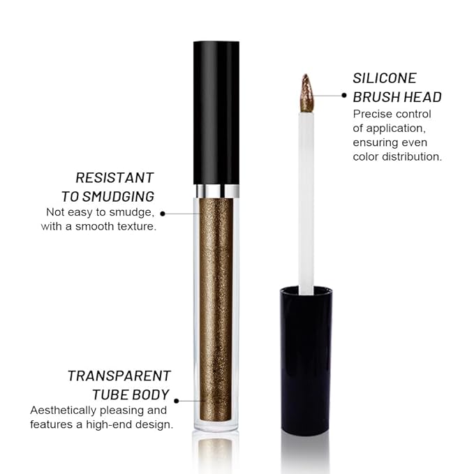 SUAKE Liquid Sparkling Glitter Eyeshadow Stick Pack - High Pigment Shimmer Metallic Eye Shadow, Long-Lasting, White Blue Black Gold Purple Bold Colors,Quicking-Dry (11#-Smoky, Pack of 1)