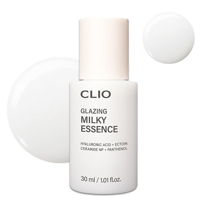 CLIO Glazing Milky Essence, Rice PDRN for Boosting Radiant Glass Skin, Lightweight Hydrating Skin Prep for Makeup, Ceramide Skin Barrier Care for Sensitive Skin, Korean Skincare (1.01 Fl Oz)
