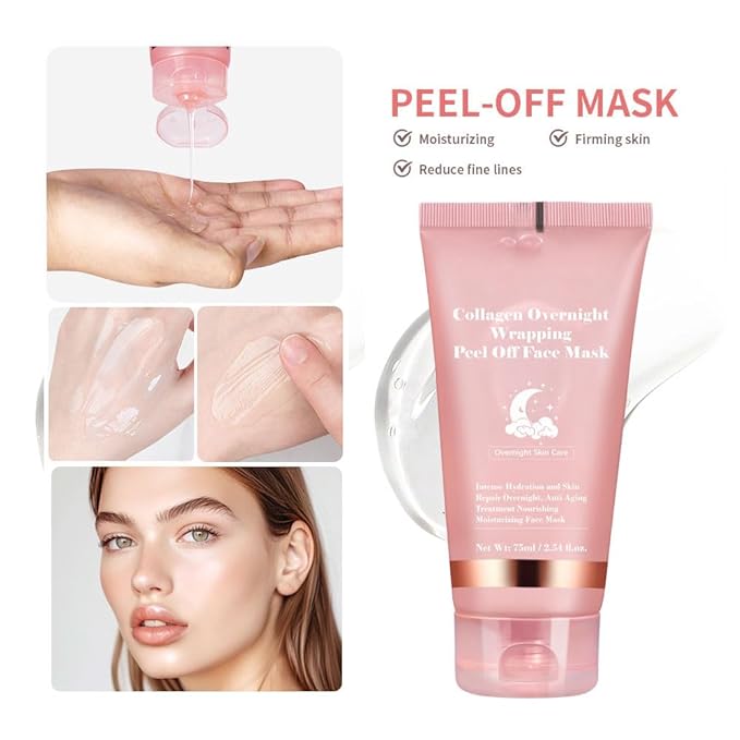 Collagen Night Wrapping Mask, Colorless Gel Deep Nourishing Firming Mask, Enhances Skin Elasticity, Instant Removal Film Forming Hydrating Skincare (1PCS)