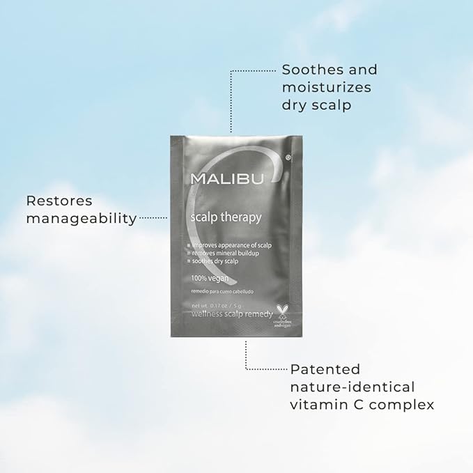 Malibu C Scalp Therapy Wellness Remedy - Scalp Care Remedy Packet to Soothe & Moisturize Dry Scalp - Restores Manageability with Vitamin C and Zinc Gluconate (1 Packet)