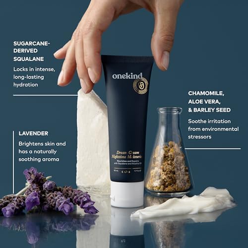 Onekind Night Moisturizer for Face, Hydrating Dream Cream for Wrinkles, Night Cream for Women Anti Aging with Squalane, Rosehip & Shea Butter for Dry & Sensitive Skin – 1.7 oz (2 pack)