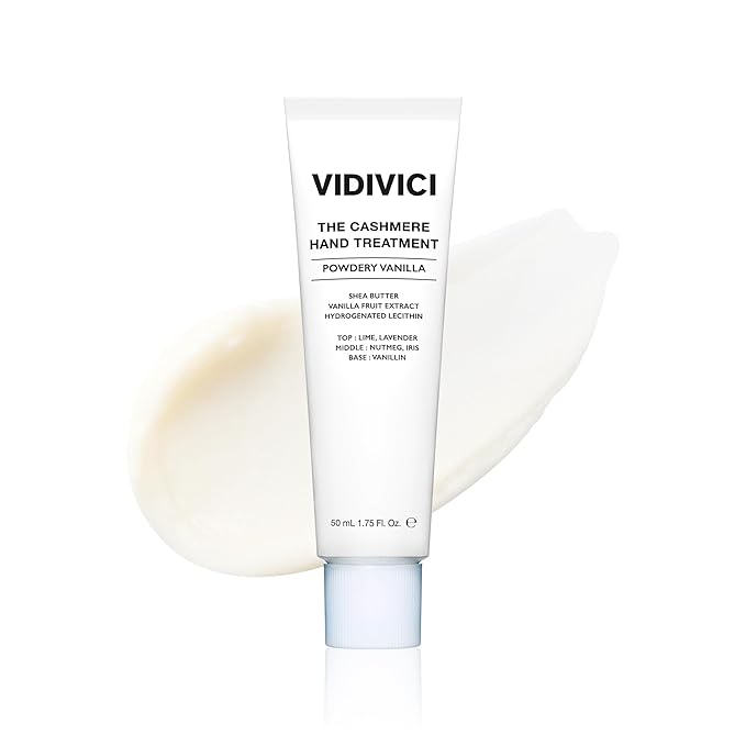 VIDIVICI Cashmere Hand Treatment, Korean Perfume Hand Cream, Deep Hydration with Shea Butter, Lightweight Fast-Absorbing Formula, Powdery Vanilla Scent, 1.75 fl.oz