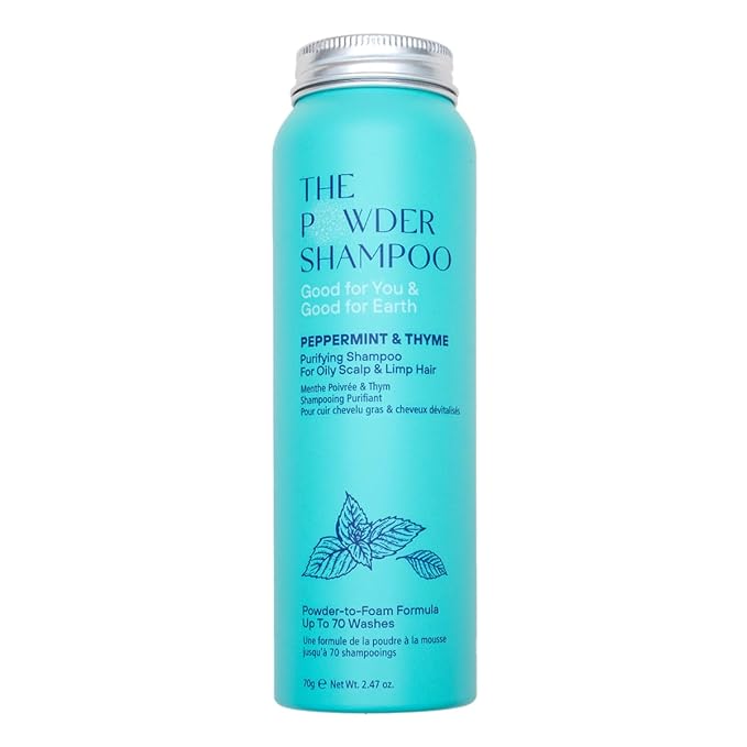 The Powder Shampoo - Powder Shampoo Aluminum Bottle Purifying & Regulating Shampoo (Thyme & Peppermint) - 2.47 oz