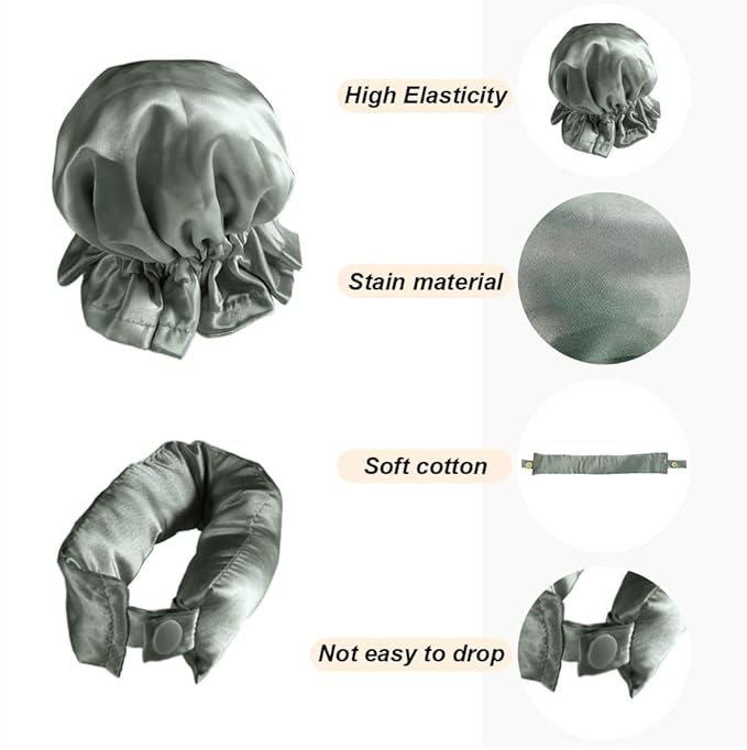 Hair Rollers Set, 3Pcs Satin Heatless Curling Rods, Heatless Curls with Cap for All Hair Types, No Heat Curling