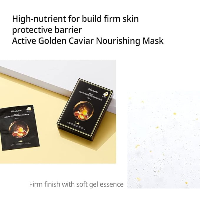 JMsolution Active Golden Caviar Mask Prime (10 Sheets) | [3.5 Billion Sold] K-Beauty Face Mask with Gold & Caviar for Deep Nutrition & Elasticity | Anti-Aging & Revitalizing Sheet Mask