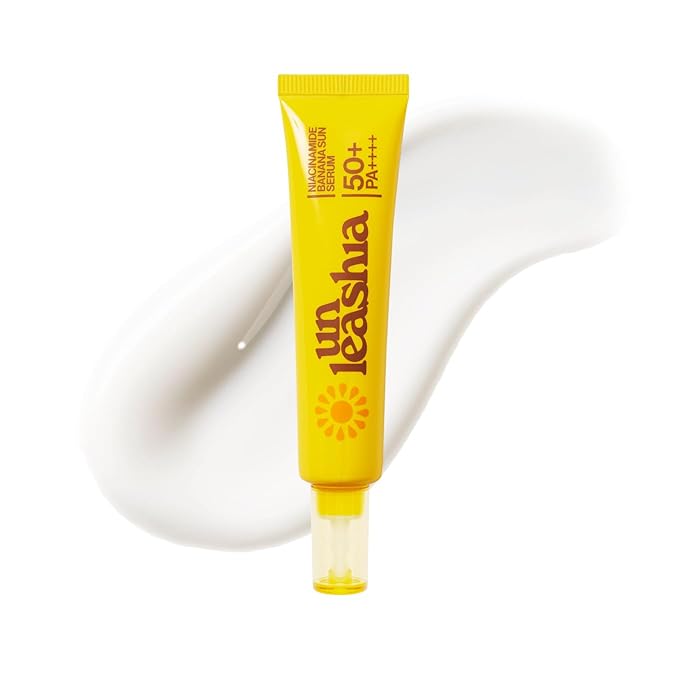 Unleashia Niacinamide Banana Sun Serum SPF Sunscreen, Glow & Brightening & Hydrating, No White Cast Lightweight Face Sunscreen, Fast Absorbing, Non-Sticky 1.35 oz