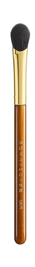 Desert Oak Series Thumb-Shaped Eyeshadow Brush - Curved Brush Head Mimics Natural Finger Contour, Premium Goat Hair & Bubinga Handle for Lid/Crease Blending (CM 170)
