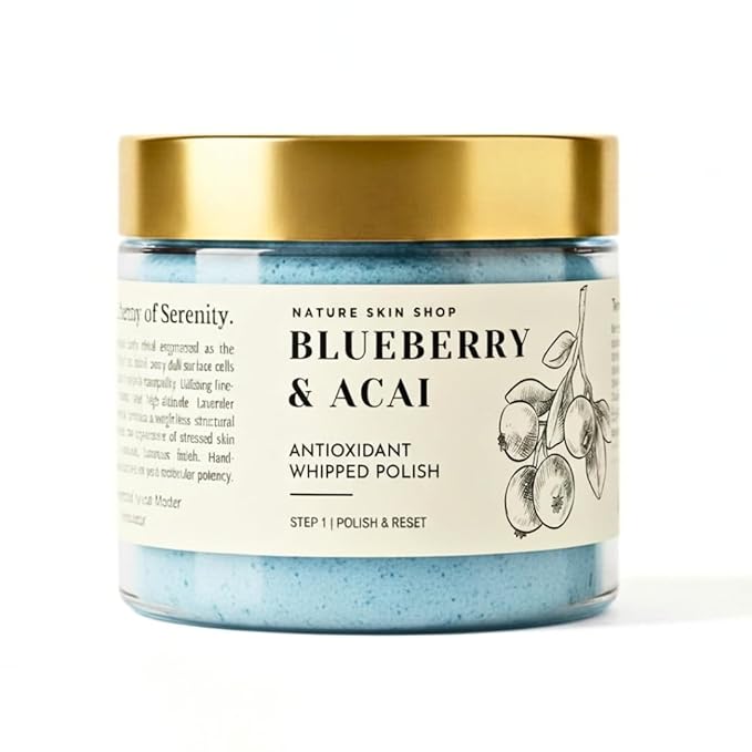 Nature Skin Shop Blueberry Whipped Sugar Scrub, 8oz Foaming Body Polish for Exfoliating & a Healthy Glow