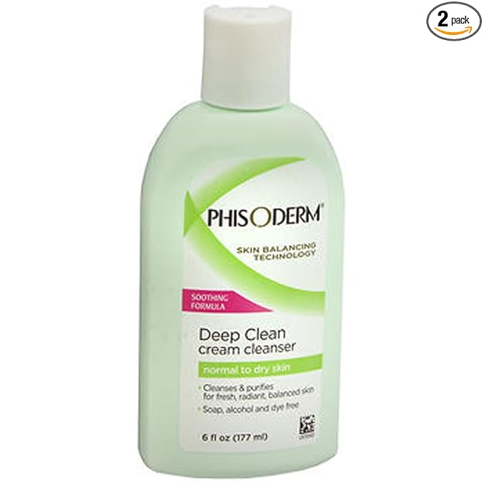 Phisoderm Deep clean cream cleanser for Normal to Dry Skin, 6 fl oz (177 ml) - Pack of 2