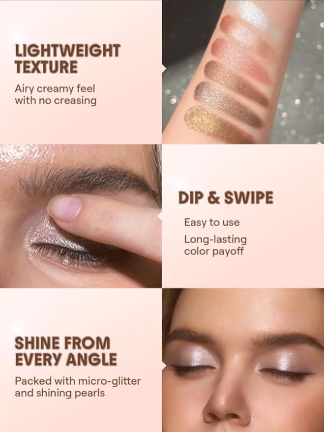 SHEGLAM Starstruck Cream Eyeshadow Pot High Pigment Long-lasting Shimmer Single Eyeshadow-Sable