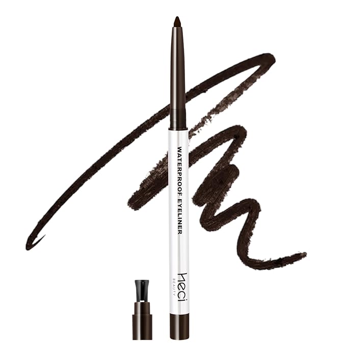 HECI BEAUTY Sharpenable Gel Eyeliner Pencil, Multi-Use Longwear Eyeliner Pencil, Ultra-Smooth Tip Eye Makeup with Up to 24HR Wear, Waterproof & Smudge-Proof - Dark brown