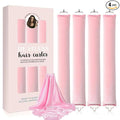 Heatless Hair Curls Overnight Curler - 4 Pcs Curling Rod to Sleep In, Velvet Hair Rollers with Satin Hair Scarf (Pink)
