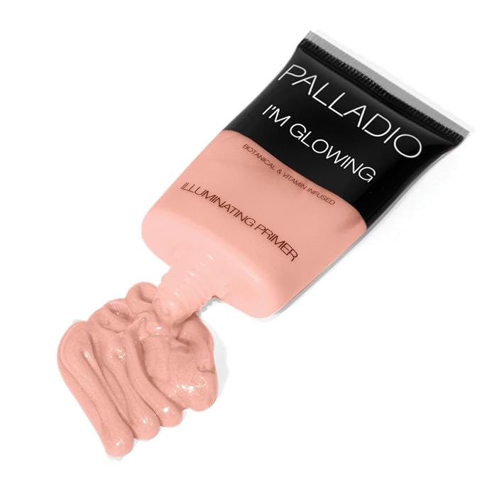 Palladio I'm Glowing Illuminating Primer, Pearly Pink Makeup Primer for Face, Contains Aloe Vera, Grape Seed Oil, Green Tea, Brightens Complexion, Combats Wrinkles, Fine Lines & Pores, 0.67 oz