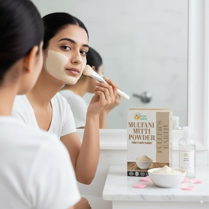 Multani Mitti Earth Clay (Bentonite & Kaolin), 100% Natural Indian Healing Clay Mask for Skin Care, Natural Deep Cleansing, Pure Grade Facial Mask, Calcium & Sodium Clay, 5.3 oz