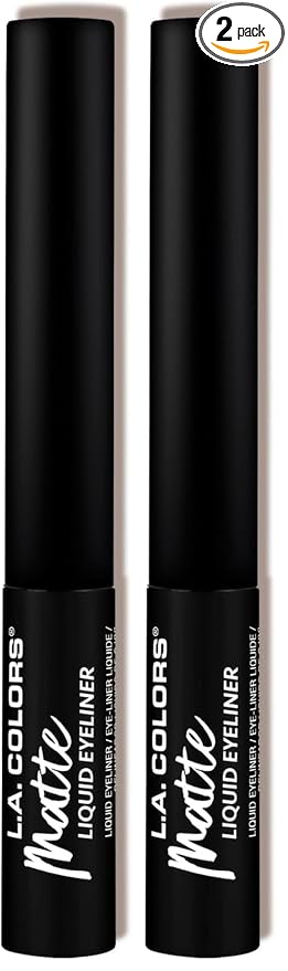 L.A. COLORS Liquid Eyeliner Collection, Matte Black CLE801 (Pack of 2)