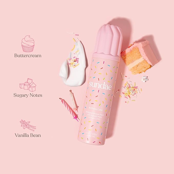 sundae Whipped Shower Foam Birthday Cake Foaming Body Wash 8.9 fl oz, 265ml with Kakadu Plum & Finger Lime