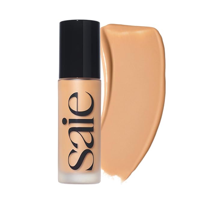 Saie Glowy Super Skin Tint Liquid Foundation - Weightless + Dewy Foundation with Lightweight Medium Coverage - Hydrating Face Makeup + Skin Care Serum Hybrid with Hyaluronic Acid - Shade 14 (1.01 oz)