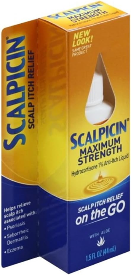 Scalpicin Maximum Strength Scalp Treatment Liquid for Itchy Scalp, Seborrheic Dermatitis & Psoriasis Scalp Treatment, Fragrance-Free, 1.5 fl oz