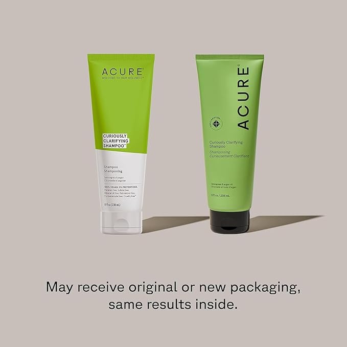 Acure Curiously Clarifying Shampoo - Cleansing & Clarifying Shampoo for Women & Men, Scalp Detox for Product Buildup, Deep Clean for Oily Hair, Detoxify, Remove Build Up, Sulfate Free, Vegan - 8 fl oz