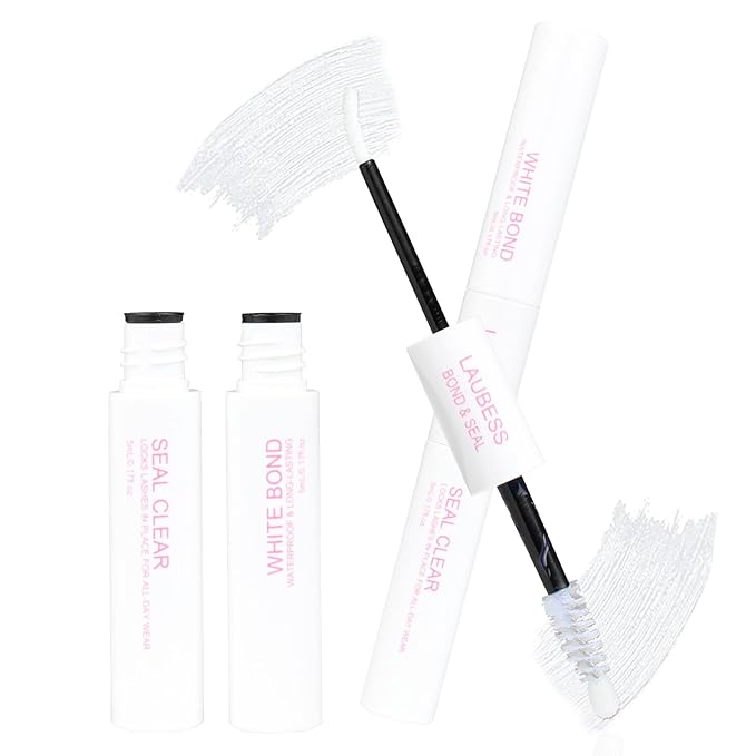 Lash Glue for Eyelash Clusters LAUBESS 2 in 1 Lash Bond and Seal Waterproof Lash Cluster Glue 10ml Adhesive Eyelash Glue Home Use Strong Hold 72H