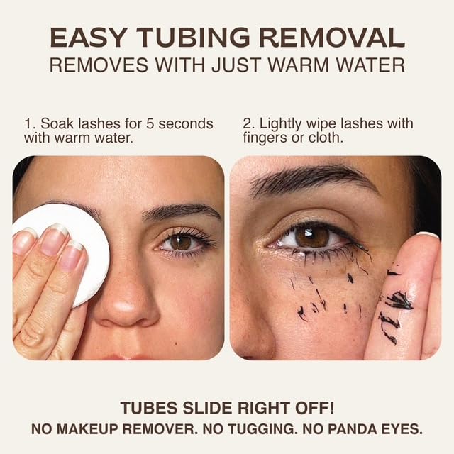 Tubing Mascara - Lengthening Formula with Peptide Infused Lash Serum - Smudge-Proof, Warm Water Removal, Sensitive Eye Safe - Glossy Jet Black (Ace High)