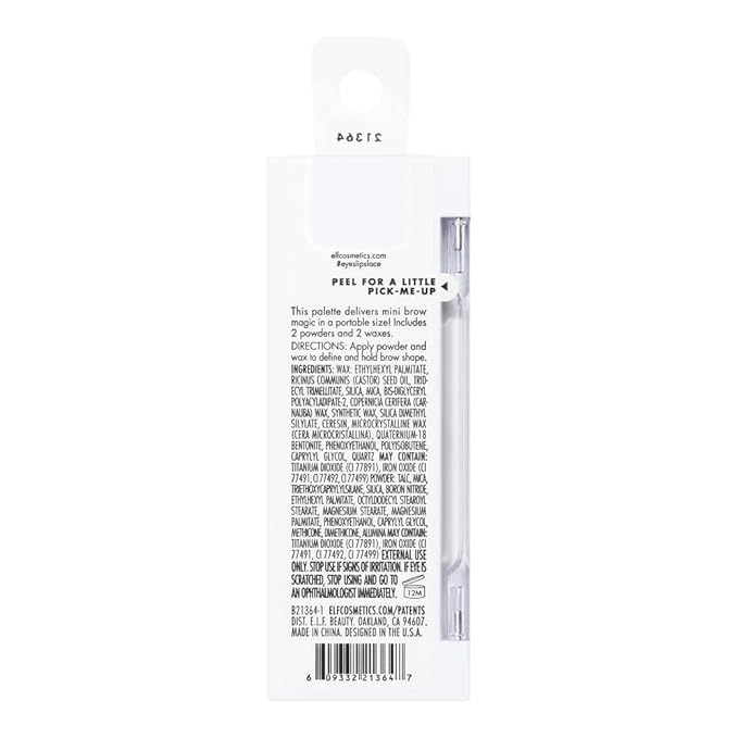 e.l.f. Bite-Size Brow, Mini Brow Quad with Ultra-Pigmented Waxes & Powders, Eyebrow Grooming & Makeup Kit, Dark Brown, 0.14 Oz