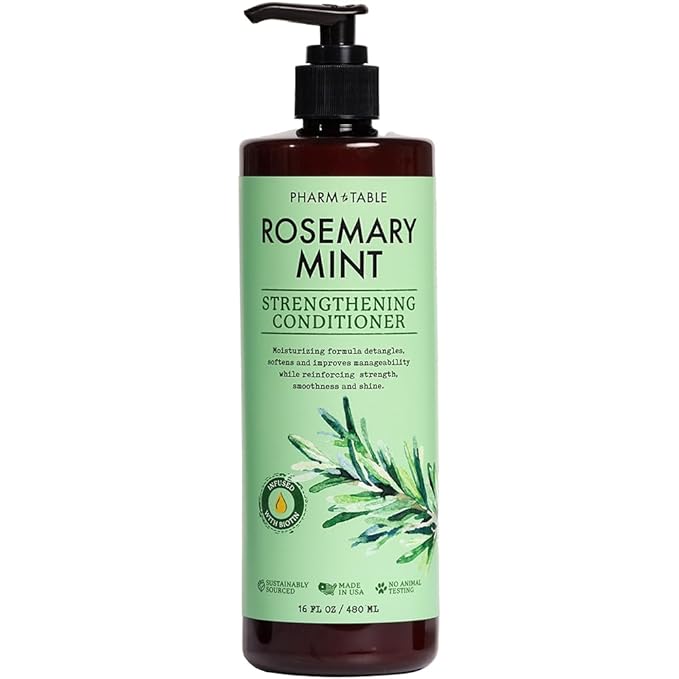 PHARM TO TABLE Rosemary & Mint Conditioner for Men and Women, Invigorates the Scalp, Moisturizes Dry and Damaged Hair, 480ml