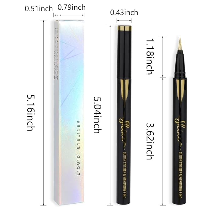 evpct 1Pcs Silver Glitter Sparkling Liquid Eyeliner, Metallic Shimmer Light Silver Eyeliner Liquid Eye Liner Eyeshadow Pencil Face Body Glitter Makeup, Longwear Waterproof, Fake Eyelashes Mascara