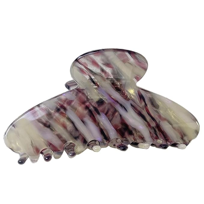 Wenlly large tortoise shell claw clip, 4.1 Inch cellulose acetate hair claw clips, marble non-slip strong hair hold barrettes for women and girls, purple