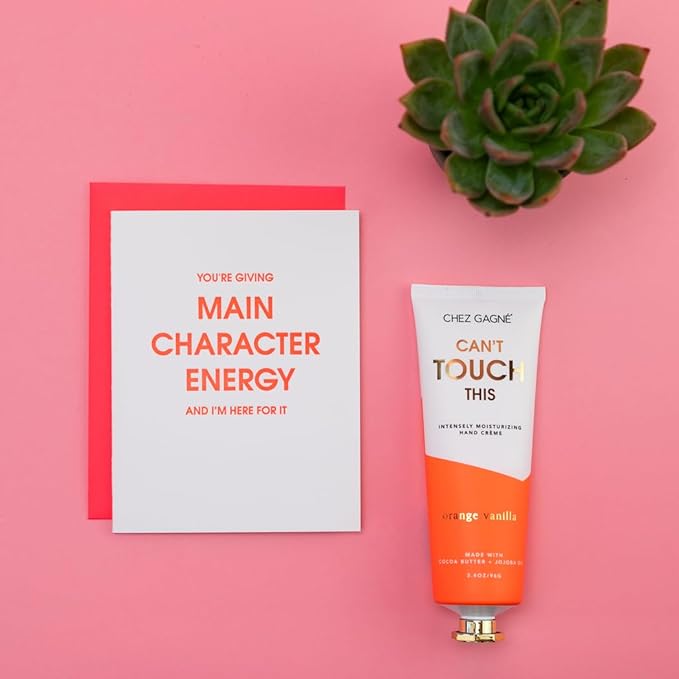 Vegan Hand Cream for Dry Hands - Can’t Touch This - Orange Vanilla 3.4oz Non-Greasy Moisturizing Hand Lotion - Made in California - Paraben, Sulfate & Phthalate Free - Funny Gift