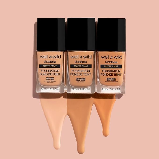 wet n wild Photo Focus Matte Liquid Liquid Foundation Shell Ivory, Vegan & Cruelty-Free