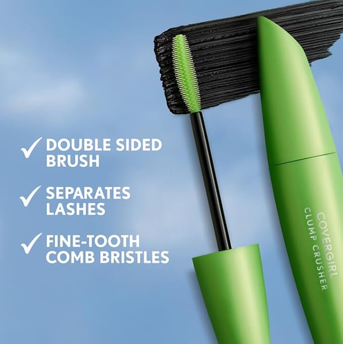 COVERGIRL Clump Crusher Mascara, 20X More Volume, Double Sided Brush, Long-Lasting Wear - 835 Black Brown (Pack of 1)