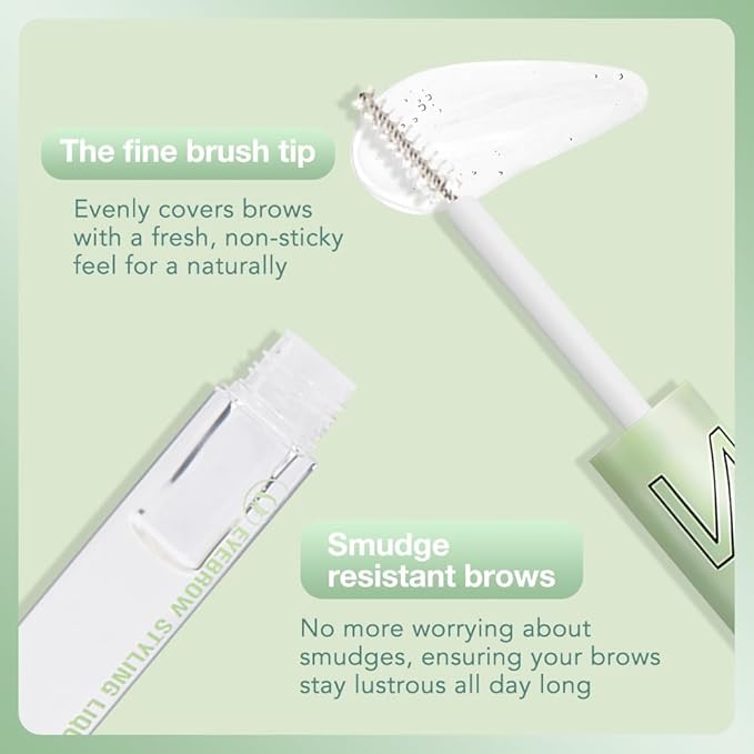 BINGBRUSH 2Pcs Eyebrow Gel Transparent Clear Eyebrow Brow Glue,Brow Styling Gel for Shaping & Defining, Smudge-Proof, Long-Lasting Eyebrow Makeup, Natural Look, Cruelty-Free