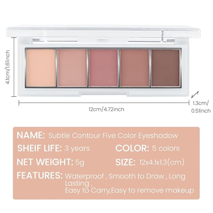5 Color Matte Rose Nude Eyeshadow Palette, Dusty Rose Mauve Pink Cocoa Brown Neutral Shades, Highly Pigmented Blendable Long Lasting for Daily Natural Makeup, Soft Glam & Mature Eyes, Sombra de Ojos 4
