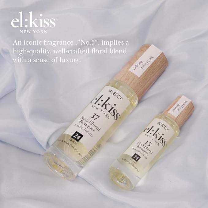 EL:KISS Hair Perfume & Body Mist, No 5 Floral Bouquet Inspired by No. 5 Eau de Toilette 30mL (1.01 Fl Oz), Hydrating & Long-Lasting, Alcohol & Mineral Oil-Free, Jojoba, Argan Oil & Aloe Vera