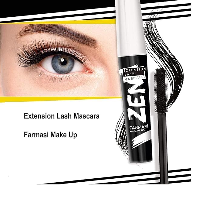 FARMASi 2 PACK Zen Extension Lash Mascara, Lengthening & Volumizing Effect, Clump-Free Definition, Smudge-Free Wear, Silicone Brush for Separated Fuller-Looking Lashes, Blackest Black