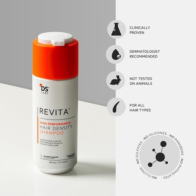 DS Labs For Men & Women Revita Shampoo - Scalp Refreshing Cleanse for Fuller Looking, Volumizing, Lightweight Hydration, Sulfate & Silicone Free, Color Safe, Refill Pouch 500 mL