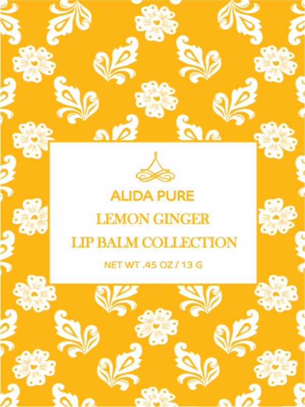 Lemon Ginger Lip Balm Collection, Vegan Set, Beeswax Free, with Organic Jojoba and Avocado Oil, Vitamin E, Natural Moisturizer for Dry, Cracked, or Chapped Lips, 3 Tube Set