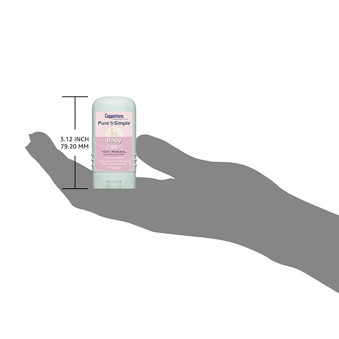 Coppertone Pure and Simple Baby Sunscreen Stick SPF 50, Zinc Oxide Mineral Sunscreen for Baby, Body and Face, 0.49 Oz Stick