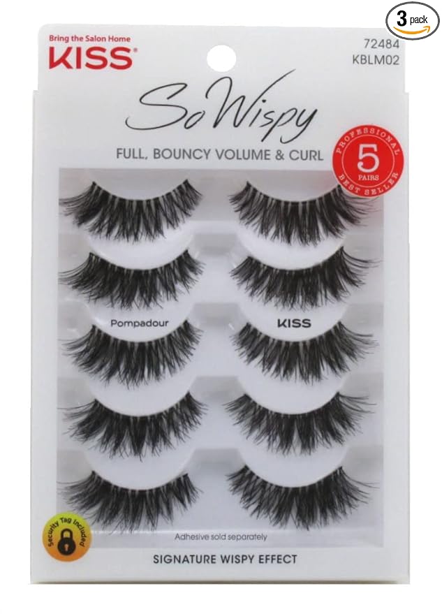 Kiss So Wispy Pompadour Lashes 5 Pairs (Pack of 3)